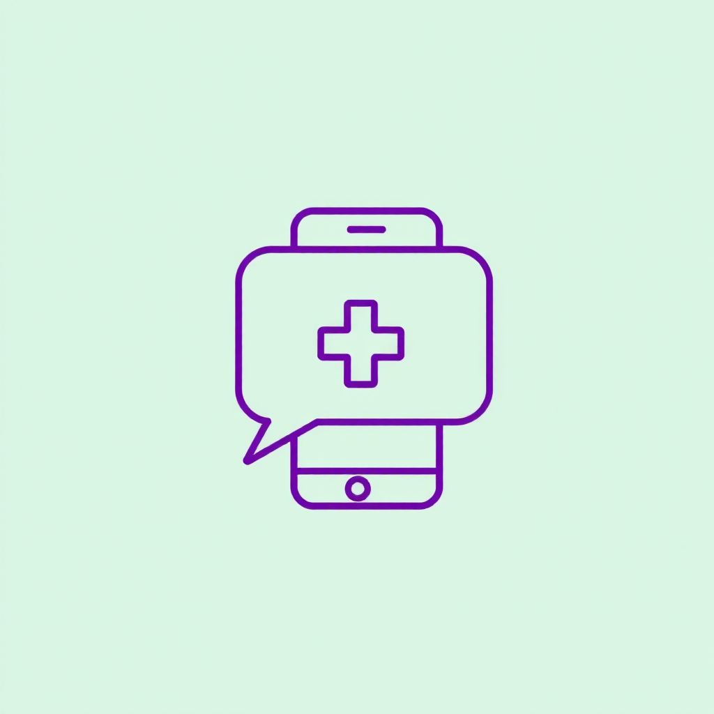Illustrasjon av en mobiltelefon med en chat-boble med et medisinsk kors
